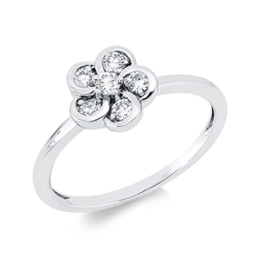 Ring aus 750 Gold Weißgold 6 Brillanten 0,24ct TW-SI B:8,5mm