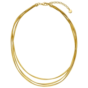 Collier Halskette 925 Silber vergoldet mattiert 3-reihig 42-47cm Silberkette