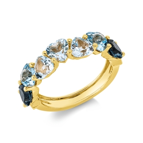 Ring aus 750 Gold Gelbgold 7 Topase 4,2ct London Blue B:5,6mm