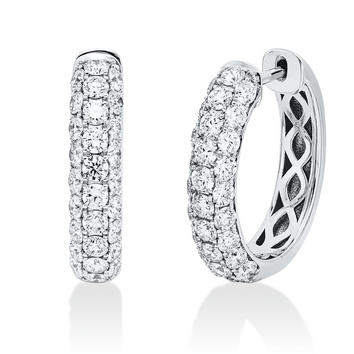 Pavé Creolen aus 750 Weißgold 56 Brillanten 2.06ct