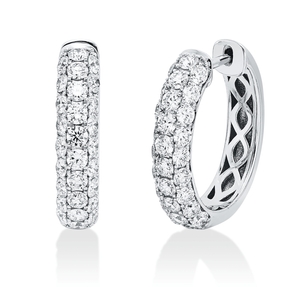 Pavé Creolen aus 750 Gold Weißgold 56 Diamanten 2,06ct TW-SI 19,5x4,5mm