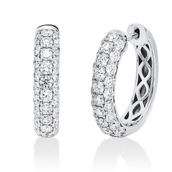 Pavé Creolen aus 750 Weißgold 56 Brillanten 2.06ct