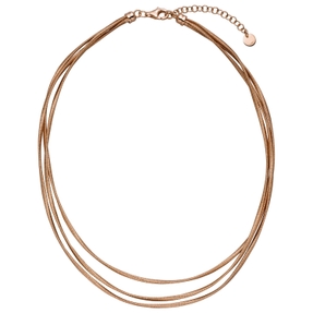 Collier Halskette 925 Silber rotvergoldet mattiert 3-reihig 42-47cm Silberkette