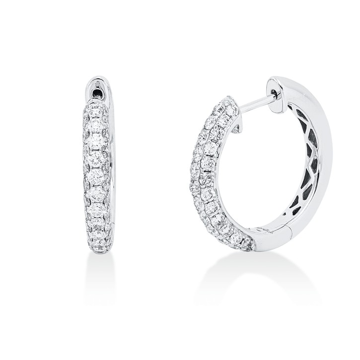 Pavé Creolen aus 750 Weißgold 72 Brillanten 1.26ct