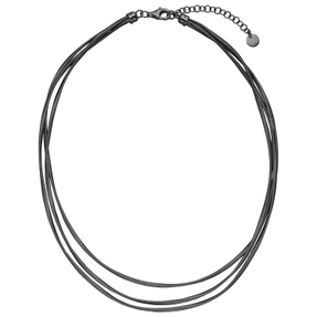Collier Halskette 925 Silber schwarz rutheniert mattiert 3-reihig 42-47cm