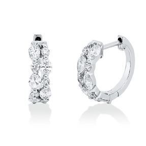 Creolen aus 750 Weißgold 20 Diamanten Fanatsy-Schliff 0,7ct TW-SI 12x3,8mm