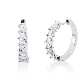 Creolen aus 750 Weißgold 16 Diamanten Navette-Schliff 0,62ct F-SI 14,6x3,2mm