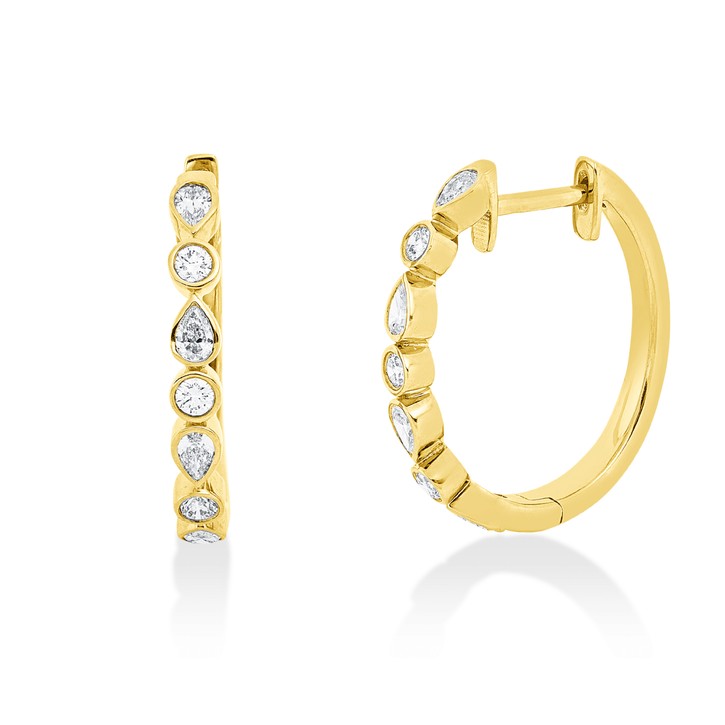 Creolen aus 750 Gelbgold 14 Brillanten 0.61ct