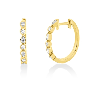 Creolen aus 750 Gold Gelbgold 14 Diamanten 0,61ct TW-SI 20x2,5mm