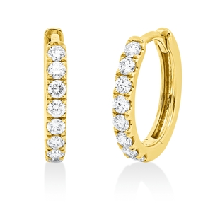 Creolen aus 750 Gold Gelbgold 16 Brillanten 0,34ct TW-SI 13x2,1mm