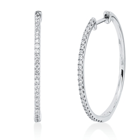 Creolen aus 750 Gold Weißgold 54 Brillanten 0,32ct TW-SI 25,5x1,4mm