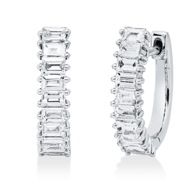 Creolen aus 750 Weißgold 20 Diamanten Baguette-Schliff 1,02ct TW-SI 15,4x3,8mm