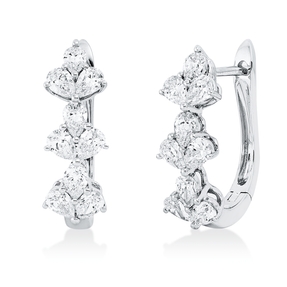 Creolen aus 750 Weißgold 18 Diamanten Tropfen-Schliff 1,44ct TW-SI 18,7x6,5mm