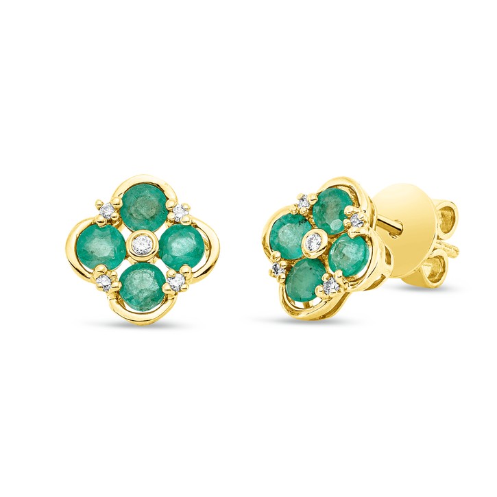Ohrstecker aus 750 Gelbgold 8 Smaragde