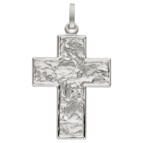 Anhänger Kreuz aus 925 Silber rhodiniert mattiert strukturiert 33,8x22,6mm Anhänger Kreuz aus 925 Silber rhodiniert mattiert strukturiert 33,8x22,6mm