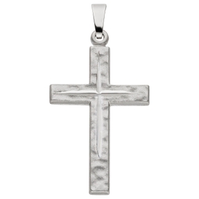 Anhänger Kreuz 28,5x16,7mm aus 925 Silber rhodiniert teilmattiert diamantiert