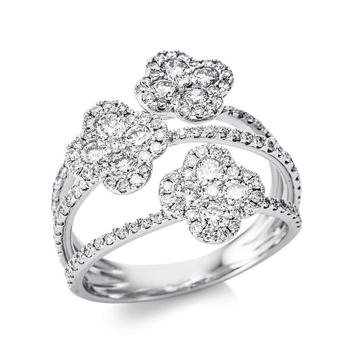 Ring aus 750 Weißgold 141 Brillanten 1.36ct