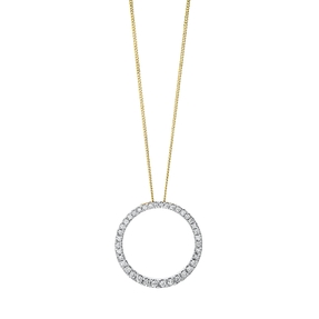 Collier aus 750 Gelbgold 38 Brillanten 0,5ct TW-SI L:43cm Fassung rhodiniert