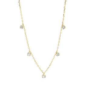 Collier aus 750 Gold Gelbgold 5 Brillanten 0,37ct TW-SI L:45,7cm