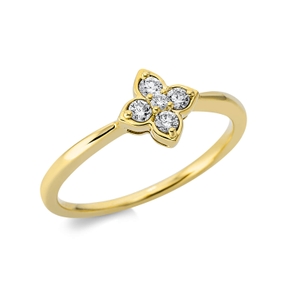 Ring aus 750 Gelbgold 4 Brillanten 0,16ct TW-SI 1 Brillant 0,02ct TW-SI B:7,9mm