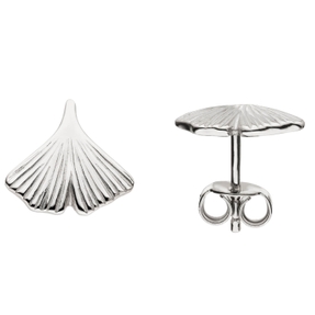 Paar Ohrstecker Ginkgo Ginkgoblätter 925 Silber mattiert Ohrringe 11,9x11,5mm