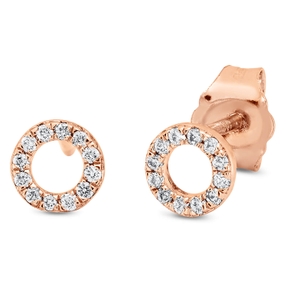 Ohrstecker Kreis 750 Rotgold 24 Brillanten 0,08ct TW-SI Ø5mm Fassung rhodiniert