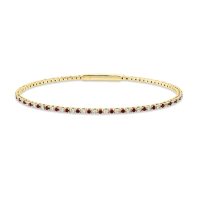 Armreif aus 750 Gelbgold 42 Rubine 0,59ct rot 41 Brillanten 0,49ct TW-SI