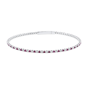 Armreif aus 750 Weißgold 42 Rubine 0,62ct rot 41 Brillanten 0,5ct TW-SI
