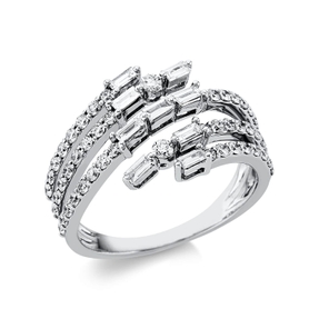 Ring aus 585 Gold Weißgold 59 Diamanten 0,91ct TW-VSI/SI B:12,1mm