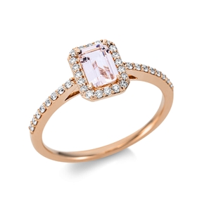 Ring aus 585 Rotgold Morganit 0,54ct rosa 36 Brillanten 0,18ct TW-SI B:8,3mm