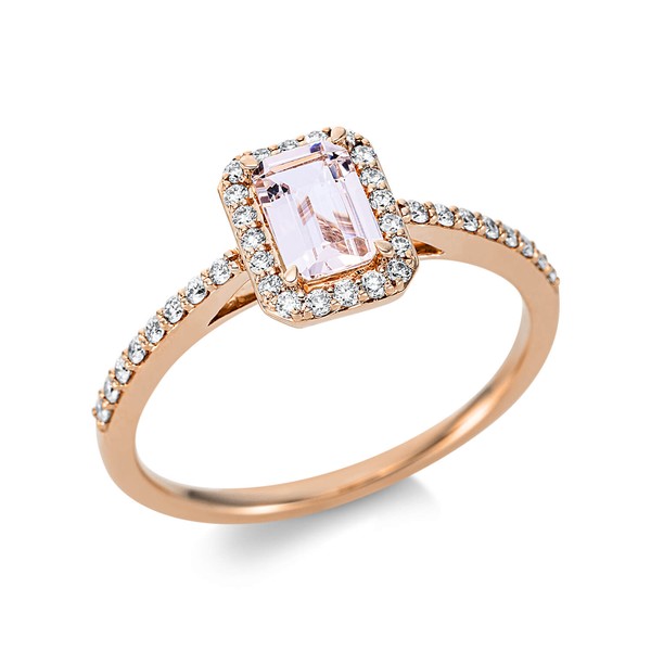 Ring aus 585 Rotgold Morganit 36 Brillanten 0.18ct