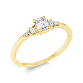 Ring aus 750 Gold Gelbgold 5 Diamanten 0,41ct TW-SI B:5,2mm 4er-Krappe