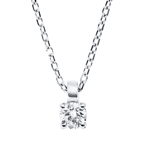 Solitaire Collier aus 750 Gold Weißgold Brillant 0,1ct TW-SI L:45cm 4er-Krappe