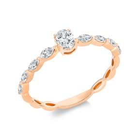 Ring aus 750 Gold Rotgold 9 Diamanten 0,48ct TW-SI B:4,3mm