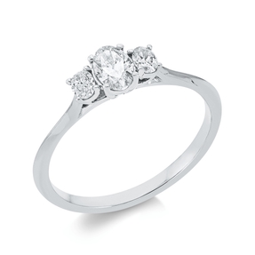 Ring aus 750 Gold Weißgold 3 Diamanten 0,49ct TW-SI B:5,4mm