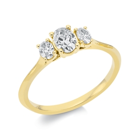 Ring aus 750 Gold Gelbgold 3 Diamanten 0,59ct TW-SI B:5,8mm