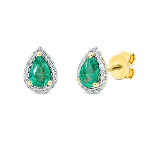 Ohrstecker aus 750 Gelbgold 2 Smaragde 0,62ct grün 36 Brillanten 0,12ct TW-SI