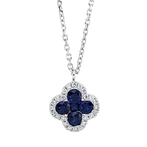 Collier aus 750 Weißgold 5 Saphire 0,47ct blau 24 Brillanten 0,08ct TW-SI L:45,7cm Collier aus 750 Weißgold 5 Saphire 0,47ct blau 24 Brillanten 0,08ct TW-SI L:45,7cm