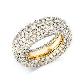 Pavé Ring aus 750 Gold Gelbgold 386 Brillanten 8,08ct TW-VSI B:12,1mm