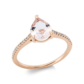 Ring aus 750 Rotgold Morganit 1,27ct rosa 24 Diamanten 0,09ct TW-SI B:10mm