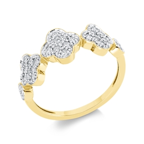 Ring aus 750 Gelbgold 37 Diamanten 0,38ct TW-SI B:7,9mm Fassung rhodiniert