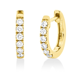 Creolen aus 750 Gold Gelbgold 12 Brillanten 0,21ct TW-SI 10,9x1,9mm