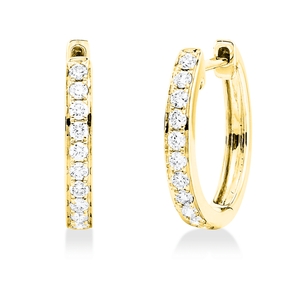 Creolen aus 750 Gold Gelbgold 22 Brillanten 0,24ct TW-SI 14x2,2mm