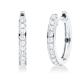 Creolen aus 750 Gold Weißgold 22 Brillanten 0,24ct TW-SI 14x2,2mm