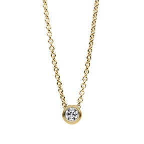 Solitaire Collier aus 750 Gold Gelbgold Brillant 0,1ct TW-SI L:45cm Zarge