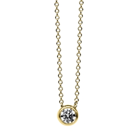 Solitaire Collier aus 750 Gold Gelbgold Brillant 0,2ct TW-SI L:45cm Zarge