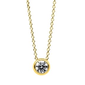 Solitaire Collier aus 750 Gold Gelbgold Brillant 0,3ct TW-SI L:45cm Zarge