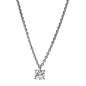 Solitaire Collier aus 750 Gold Weißgold Brillant 0,25ct TW-SI L:42cm 4er-Krappe