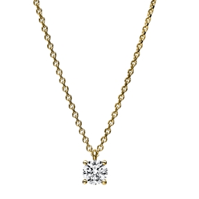 Solitaire Collier aus 750 Gold Gelbgold Brillant 0,3ct TW-SI L:42cm 4er-Krappe