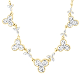 Collier aus 750 Gelbgold 38 Brillanten 0,89ct TW-SI L:45cm Fassung rhodiniert